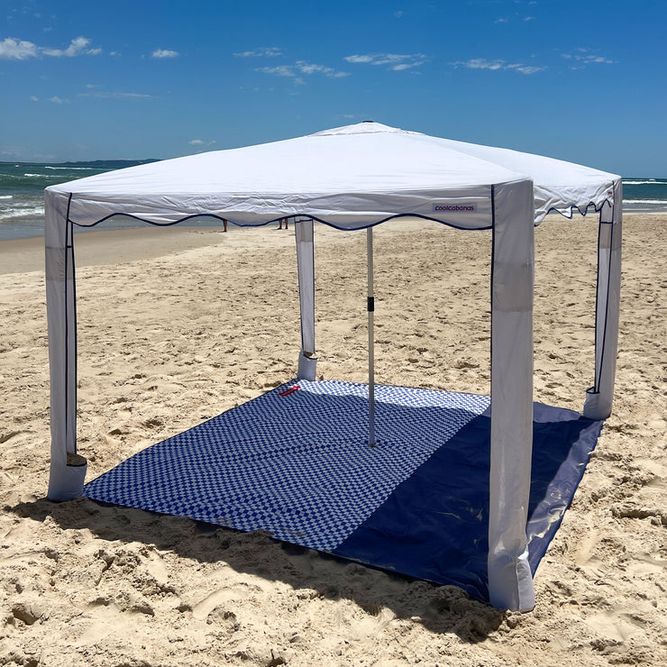 premium beach cabana coolcabana white with blue trim label