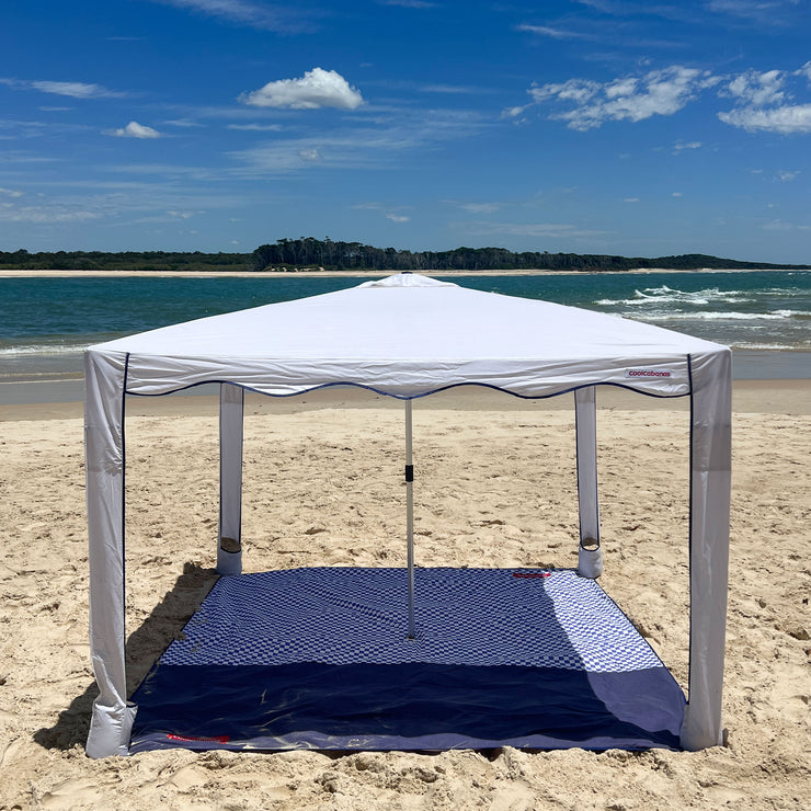 premium beach cabana coolcabana white with blue trim red label