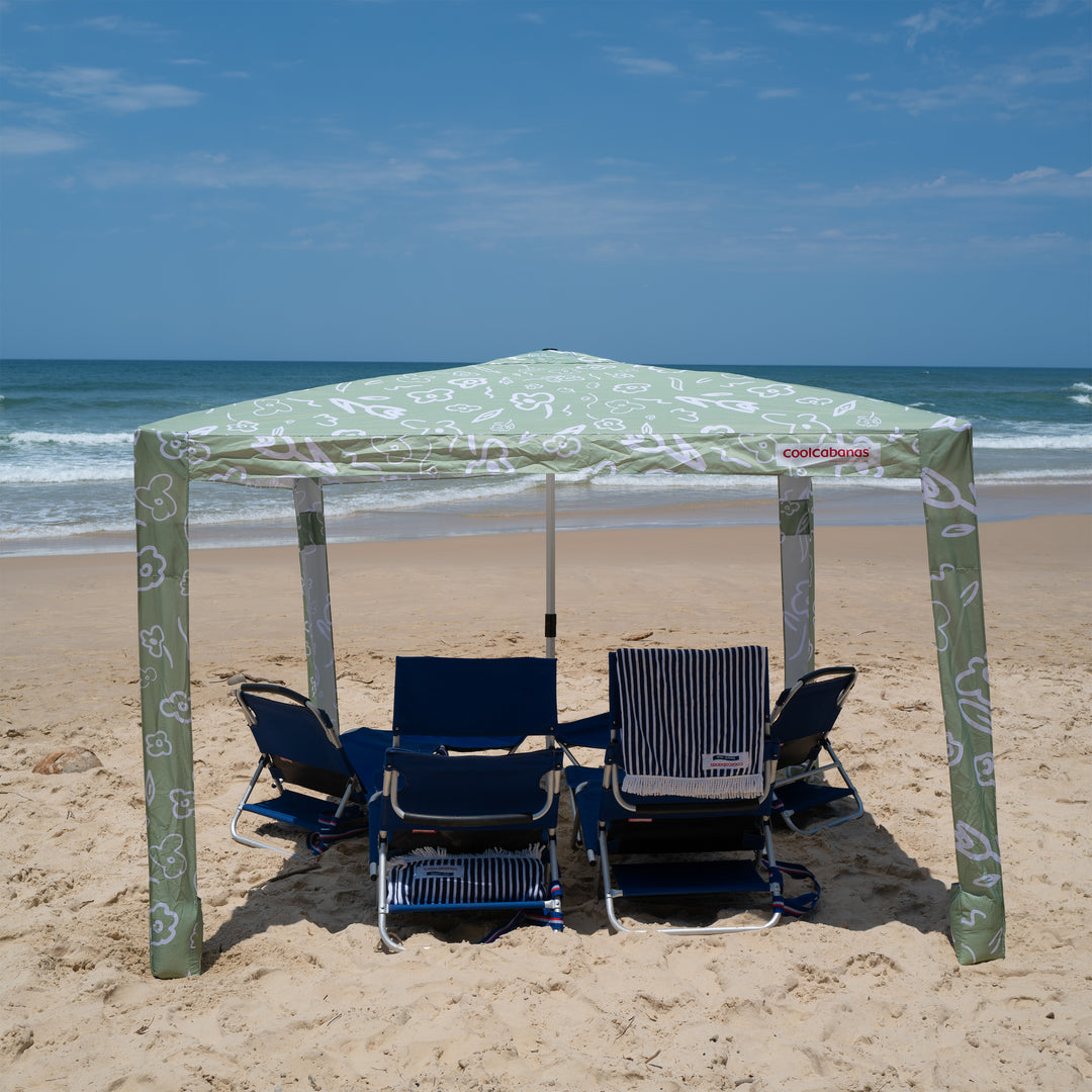 Cool Cabana The World s Best Beach Shade Shelter 2.4m x 2.4m and 2m x 2m UPF 50 Beach Shade for the whole family Strong in the Wind CoolCabanas