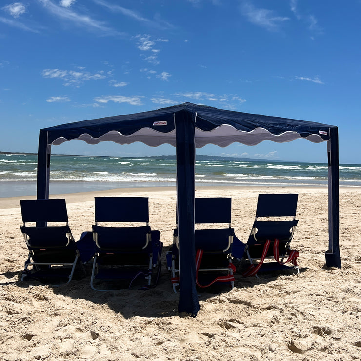 premium beach cabana coolcabana navy with white trim red label